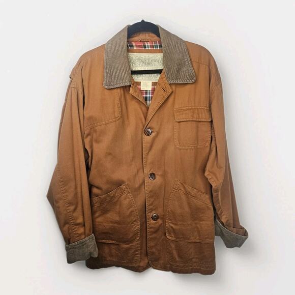 Vintage JL Colebrook Men's Barn Jacket Plaid Lining Small Lightweight Coat Brown - Picture 1 of 6
